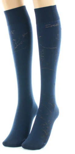 New Berthe Aux Grands Pieds Mi-bas 40D Arbre marine en Maille Dévorée ton sur ton
