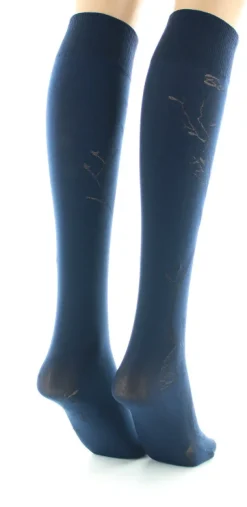 New Berthe Aux Grands Pieds Mi-bas 40D Arbre marine en Maille Dévorée ton sur ton