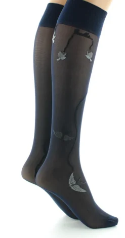 Online Berthe Aux Grands Pieds Mi-bas 30D marine Hirondelles grises