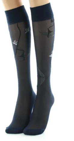 Online Berthe Aux Grands Pieds Mi-bas 30D marine Hirondelles grises