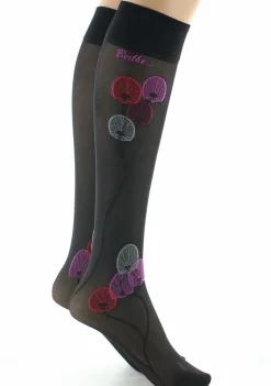 New Berthe Aux Grands Pieds Mi-bas femme 30D noir monnaie du pape rouge