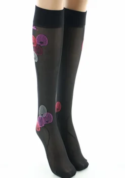 New Berthe Aux Grands Pieds Mi-bas femme 30D noir monnaie du pape rouge