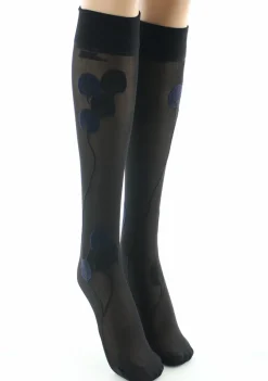 Outlet Berthe Aux Grands Pieds Mi-bas femme 30D noir monnaie du pape marine