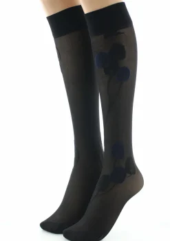 Outlet Berthe Aux Grands Pieds Mi-bas femme 30D noir monnaie du pape marine