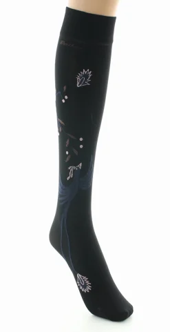 New Berthe Aux Grands Pieds Mi-bas femme 40D noir oiseau lyre marine et rose