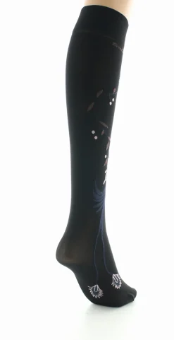 New Berthe Aux Grands Pieds Mi-bas femme 40D noir oiseau lyre marine et rose