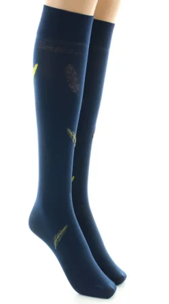 New Berthe Aux Grands Pieds Mi-bas femme 40D plume bleu marine et jaune