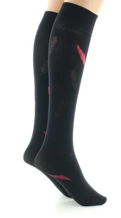 Outlet Berthe Aux Grands Pieds Mi-bas femme 40D plume noir et rouge