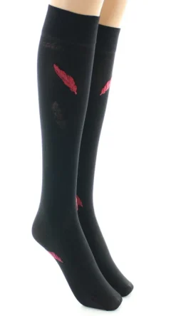 Outlet Berthe Aux Grands Pieds Mi-bas femme 40D plume noir et rouge