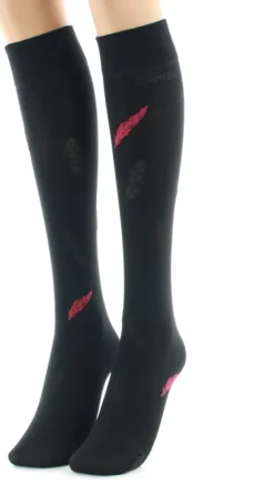 Outlet Berthe Aux Grands Pieds Mi-bas femme 40D plume noir et rouge