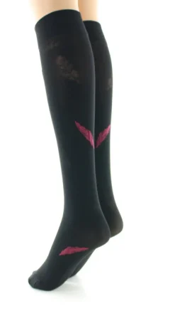 Outlet Berthe Aux Grands Pieds Mi-bas femme 40D plume noir et rouge