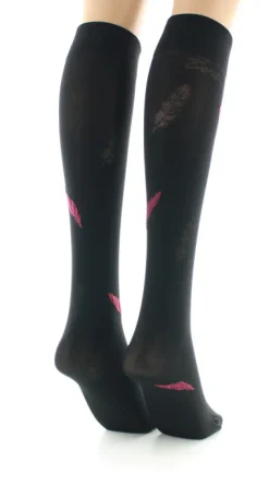 Outlet Berthe Aux Grands Pieds Mi-bas femme 40D plume noir et rouge