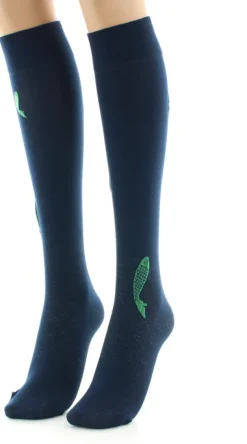 Outlet Berthe Aux Grands Pieds Mi-bas femme 40D poissons bleu marine et vert