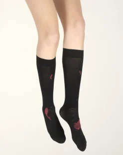 Fashion Berthe Aux Grands Pieds Mi-bas femme 40D poissons noir et rouge