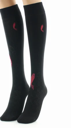 Fashion Berthe Aux Grands Pieds Mi-bas femme 40D poissons noir et rouge