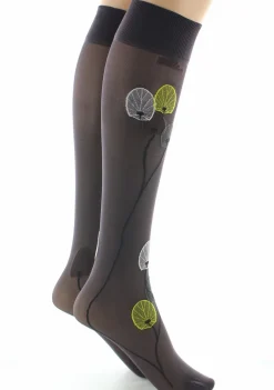Clearance Berthe Aux Grands Pieds Mi-bas femme 30D prune monnaie du pape jaune