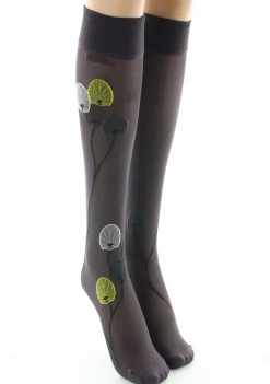 Clearance Berthe Aux Grands Pieds Mi-bas femme 30D prune monnaie du pape jaune