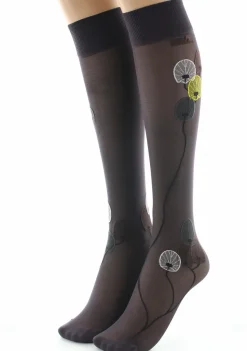 Clearance Berthe Aux Grands Pieds Mi-bas femme 30D prune monnaie du pape jaune