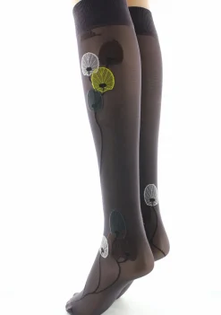 Clearance Berthe Aux Grands Pieds Mi-bas femme 30D prune monnaie du pape jaune