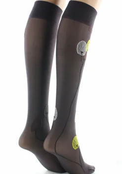 Clearance Berthe Aux Grands Pieds Mi-bas femme 30D prune monnaie du pape jaune
