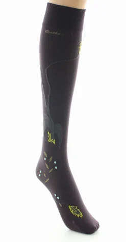 Sale Berthe Aux Grands Pieds Mi-bas femme 40D prune oiseau lyre gris et jaune
