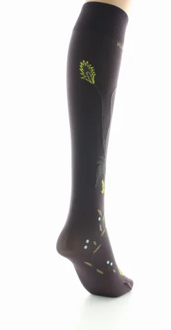 Sale Berthe Aux Grands Pieds Mi-bas femme 40D prune oiseau lyre gris et jaune