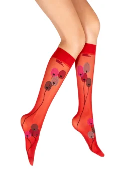 Clearance Berthe Aux Grands Pieds Mi-bas femme 30D rouge monnaie du pape rose