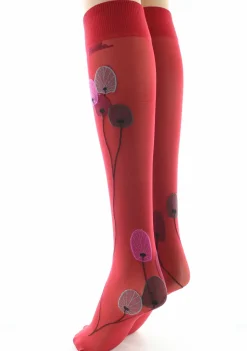 Clearance Berthe Aux Grands Pieds Mi-bas femme 30D rouge monnaie du pape rose