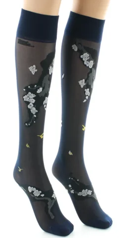 Clearance Berthe Aux Grands Pieds Mi-bas fleurs japonaises Beige
