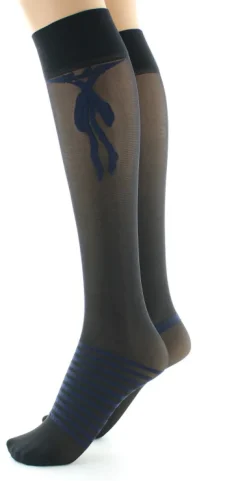 Discount Berthe Aux Grands Pieds Mi-bas nœuds et rayures Marine