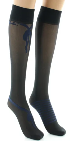 Discount Berthe Aux Grands Pieds Mi-bas nœuds et rayures Marine