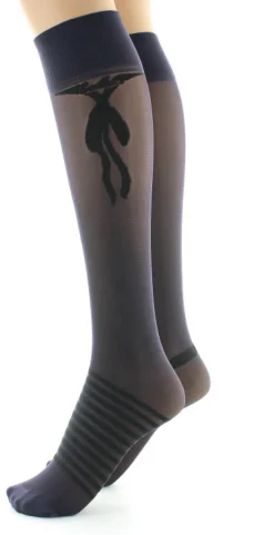 Best Berthe Aux Grands Pieds Mi-bas nœuds et rayures Noir