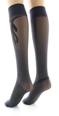 Best Berthe Aux Grands Pieds Mi-bas nœuds et rayures Noir