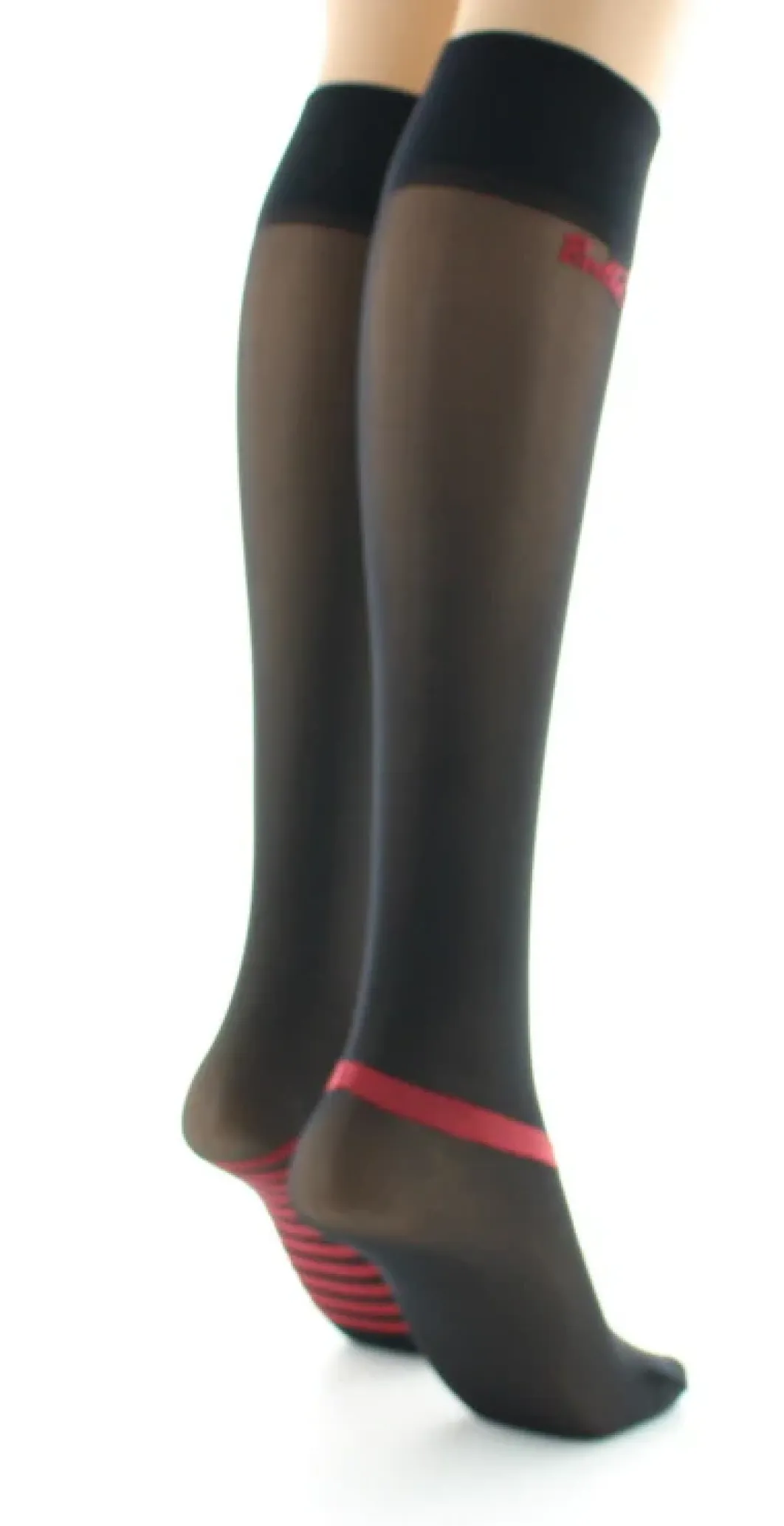 Hot Berthe Aux Grands Pieds Mi-bas nœuds et rayures Rouge
