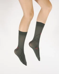 Fashion Berthe Aux Grands Pieds Mi-chaussettes 40D femme kaki hirondelle rouge