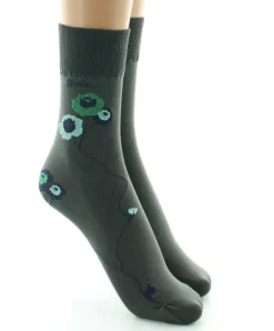 Online Berthe Aux Grands Pieds Mi-chaussettes 40D kaki Fleurs vertes et bleues
