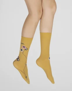 Discount Berthe Aux Grands Pieds Mi-chaussettes 40D ocre Fleurs roses et beige