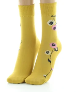 Discount Berthe Aux Grands Pieds Mi-chaussettes 40D ocre Fleurs roses et beige