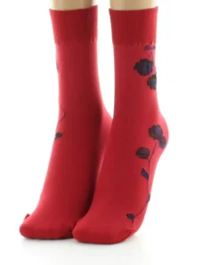 Best Berthe Aux Grands Pieds Mi-chaussettes 40D rouge Fleurs noires et marine