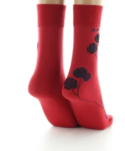 Best Berthe Aux Grands Pieds Mi-chaussettes 40D rouge Fleurs noires et marine