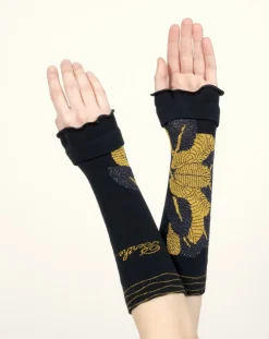 Best Berthe Aux Grands Pieds Mitaines femme coton feuilles d'or