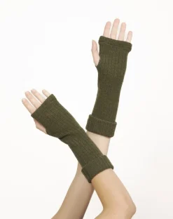 New Berthe Aux Grands Pieds Mitaines femme laine et acrylique kaki