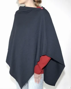 Best Berthe Aux Grands Pieds Poncho femme laine mérinos marine chiné