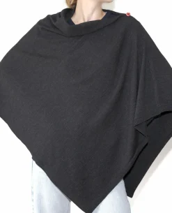 Outlet Berthe Aux Grands Pieds Poncho femme laine mérinos anthracite chiné