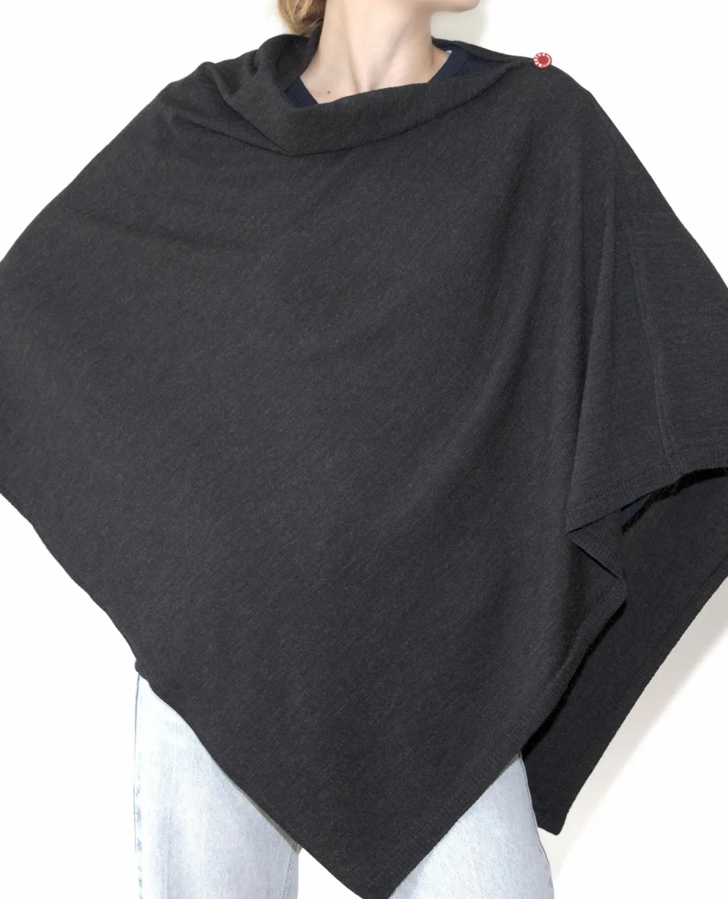 Outlet Berthe Aux Grands Pieds Poncho femme laine mérinos anthracite chiné