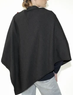 Outlet Berthe Aux Grands Pieds Poncho femme laine mérinos anthracite chiné