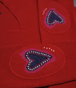 Sale Berthe Aux Grands Pieds Pull col V femme mérinos rouge cœur