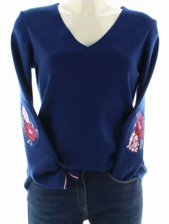 Fashion Berthe Aux Grands Pieds Pull marin Femme Fleurs de Kyoto Col V