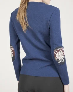 Online Berthe Aux Grands Pieds Pull marin femme mérinos bleu royal kimono