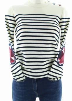 Hot Berthe Aux Grands Pieds Pull marin Femme rayé Carpe